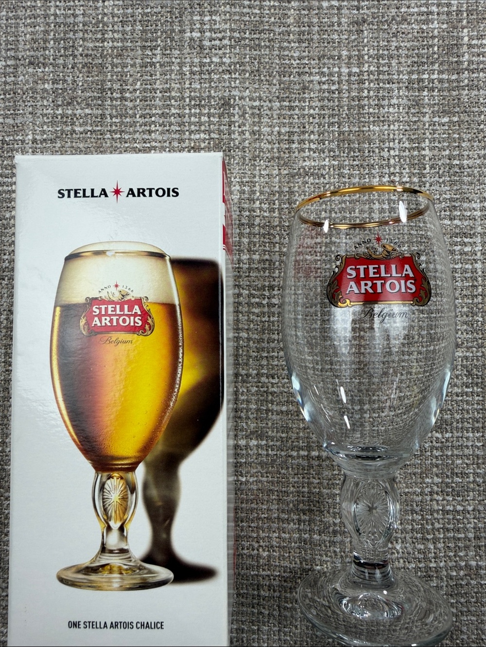 Stella Artois Gold-Rim Chalice Glass - Clear